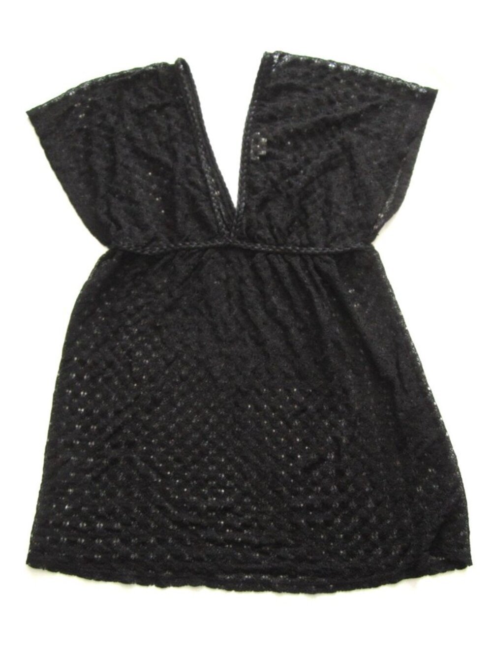 Vtg Y2K Kish Cecille-G Sparkle Knit Sheer Empire Waist Tunic (Made in USA) WB574